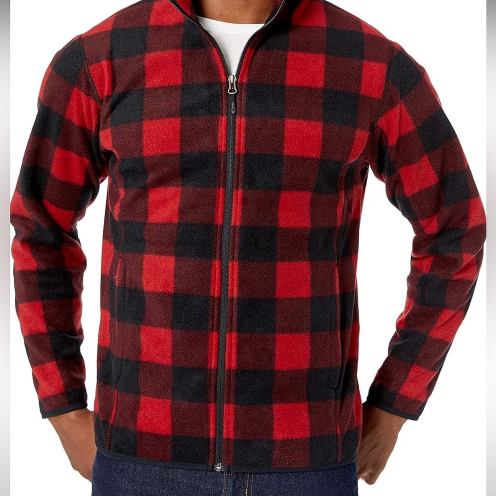 Buffalo plaid full zip fleece jacket